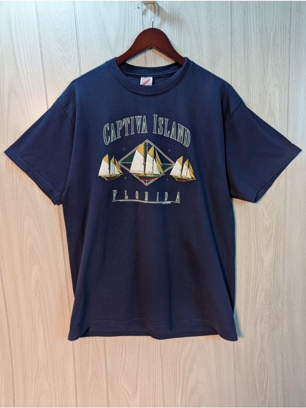 Vintage Captiva Island Shirt Mens XL Blue Florida Sailboat Graphic 80s Ocean